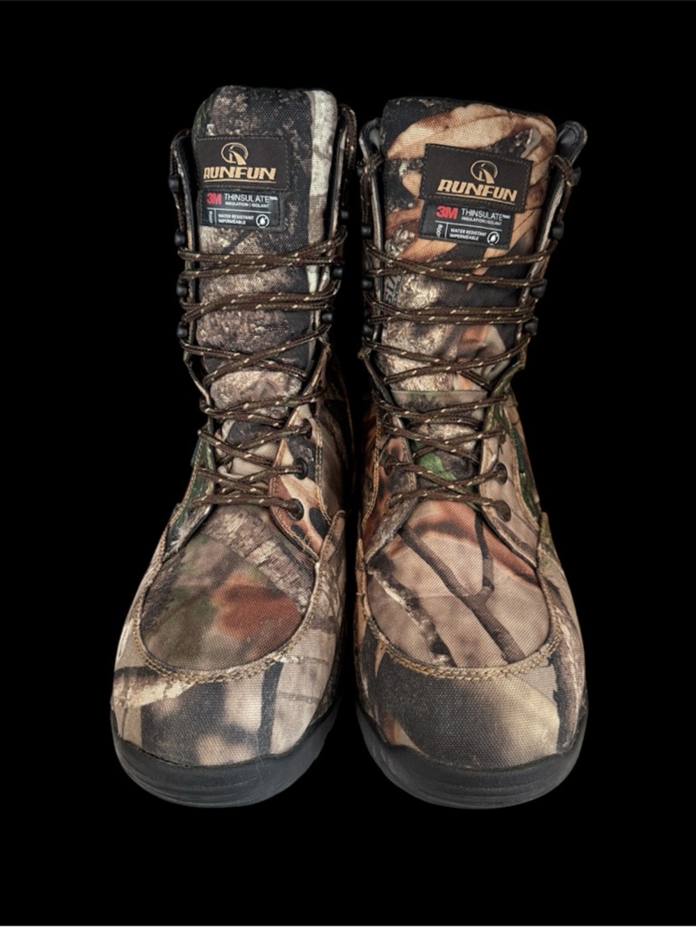 RunFun Camo Hunting Boots Mens Size 10 400g Thinsulate Waterproof 8” Outdoor